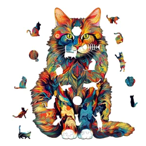 Cat Pattern Wooden Puzzle