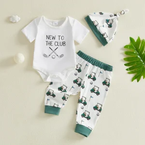 Infant Boy Golf Attire Short Sleeve Jumpsuit