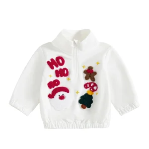 Infant Holiday Sweater Knit Pullover with Reindeer Embroidery