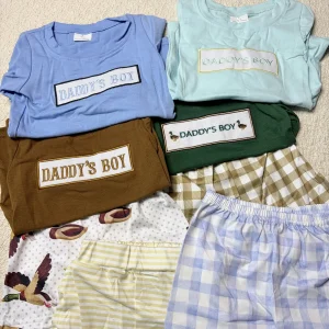 'Daddy's Boy' Top And Checkered Shorts Set