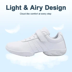 BAXINIER Girls Youth White Cheerleading Dance Shoes