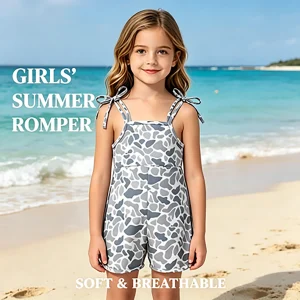 Kids Grey Camo Jumpsuit with Straps