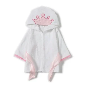 Girl Bathrobe Wash Waddle Princess Crown Hooded Towel