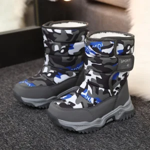 Winter Children Shoes Plush Waterproof Snow Boots
